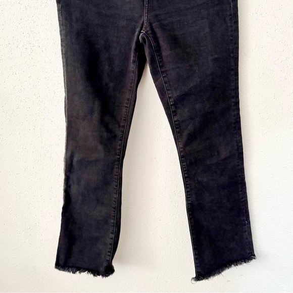 LOFT Black Slim Straight Denim Jeans with Button Fly Women's Size 28 Stretch - Picture 3 of 7